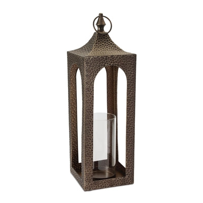 Lantern 19.5”H Iron/Glass