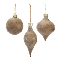 Ornament (3 Asst) 3"D, 3.5"H, 6"H Resin