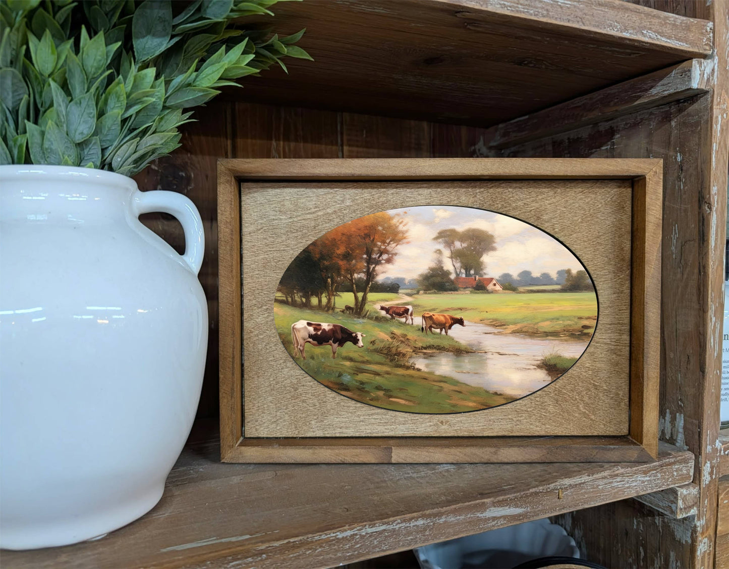 Box Framed Canvas Art Pasture Stream