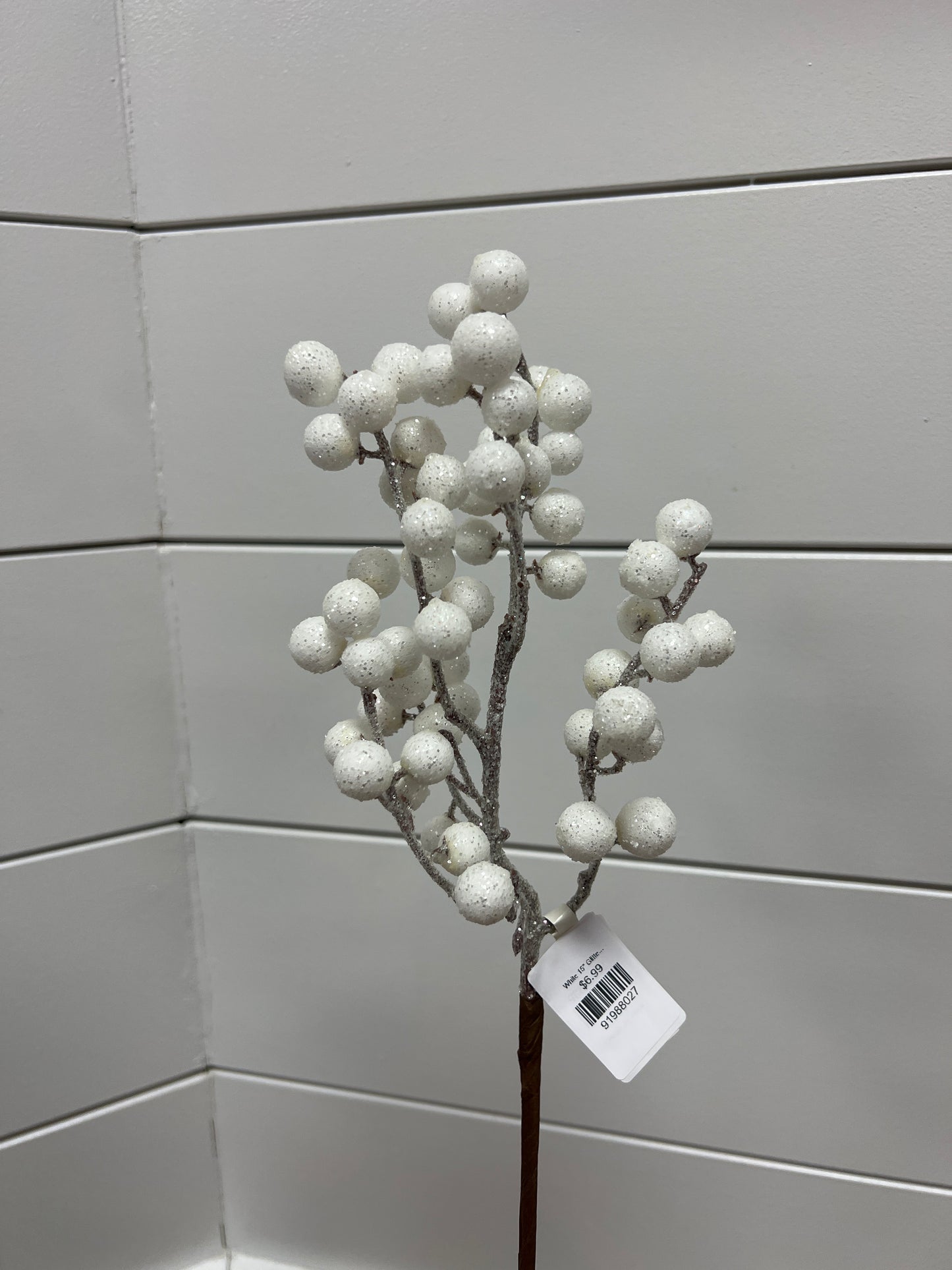 White 15" Glitter Berry