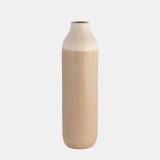 16" 2-tone Vase, White/tan