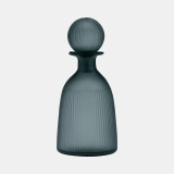 Glass, 13"H Vase w/Lid, Blue/Gray