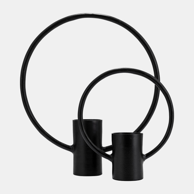 Metal 19" Full Circle Tea Light Stand, BLK