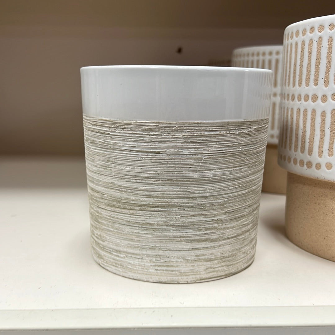 Sage Striped White Pottery