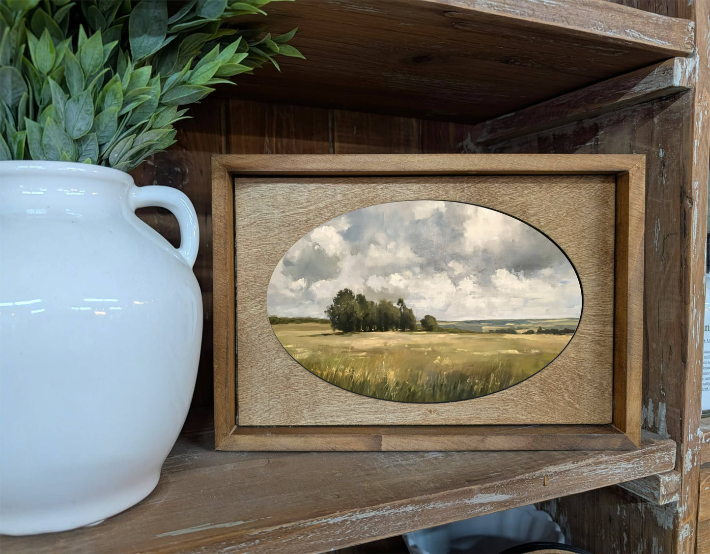 Box Framed Canvas Art Stormy Field