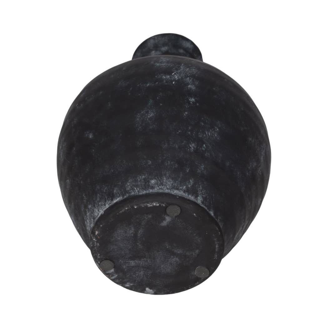 Black 10 in. Abstract Weathered Terracotta Jug with Handle