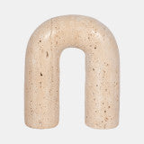 8" Rounded Travertine Arch Object, Tan