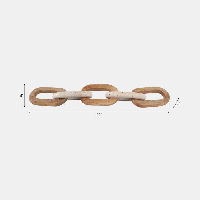 Travertine & Wood 5-link chain, tan