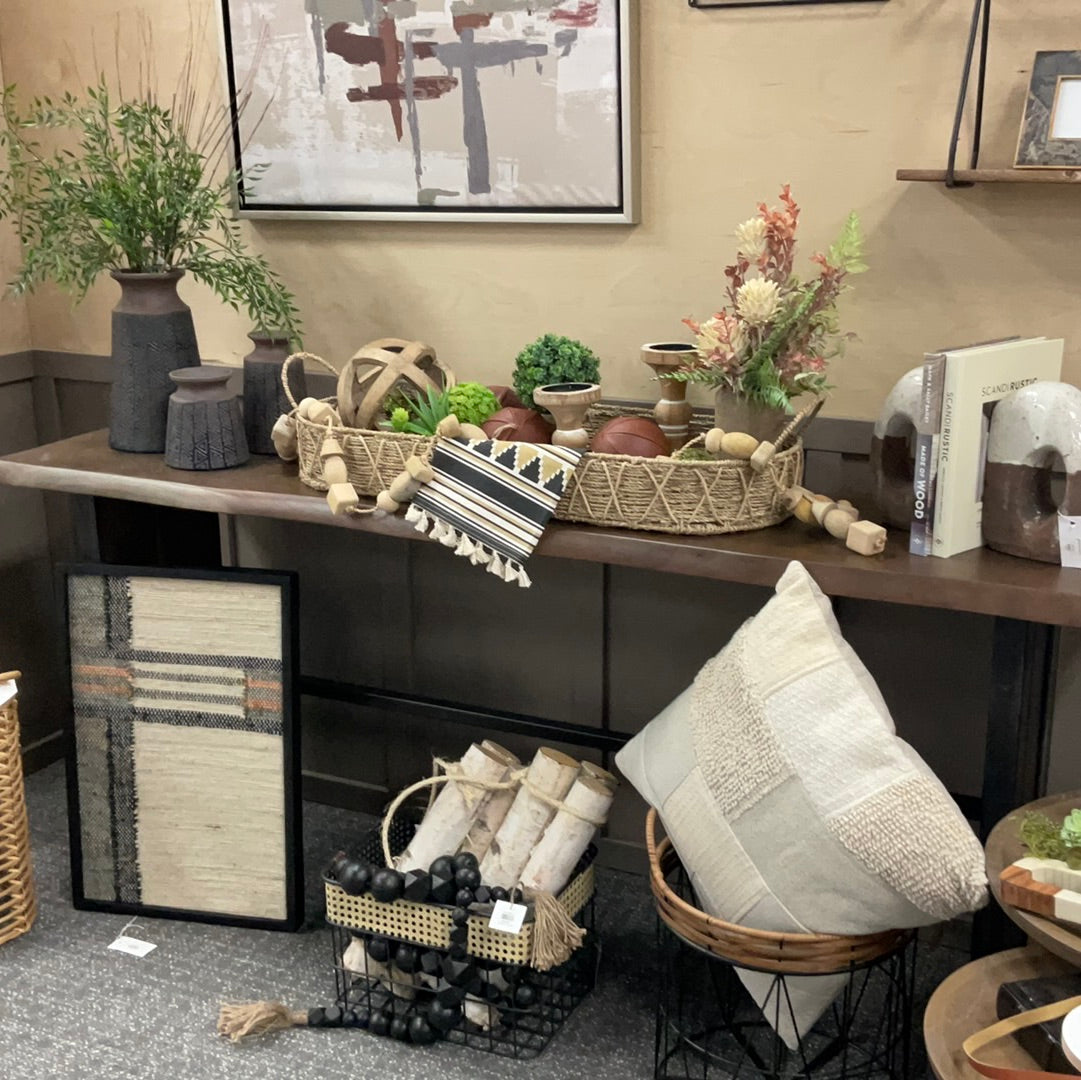 70x17x30 Ledger Live Edge Wooden Brown Console Table