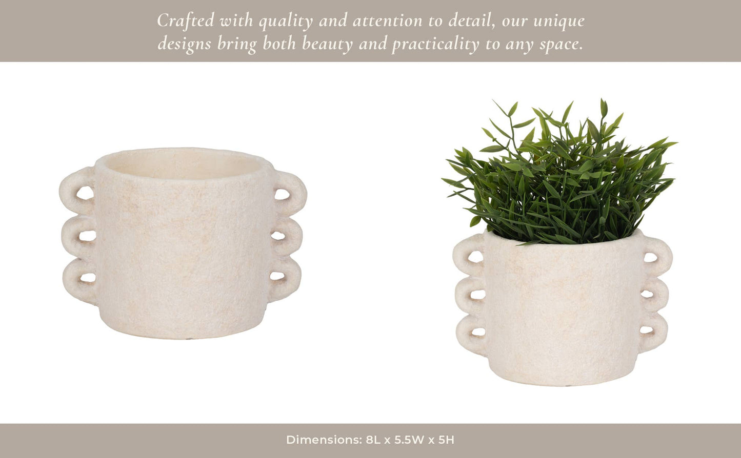 Cement Amphora Multi-Loop Handle Planter - White, 8 in.