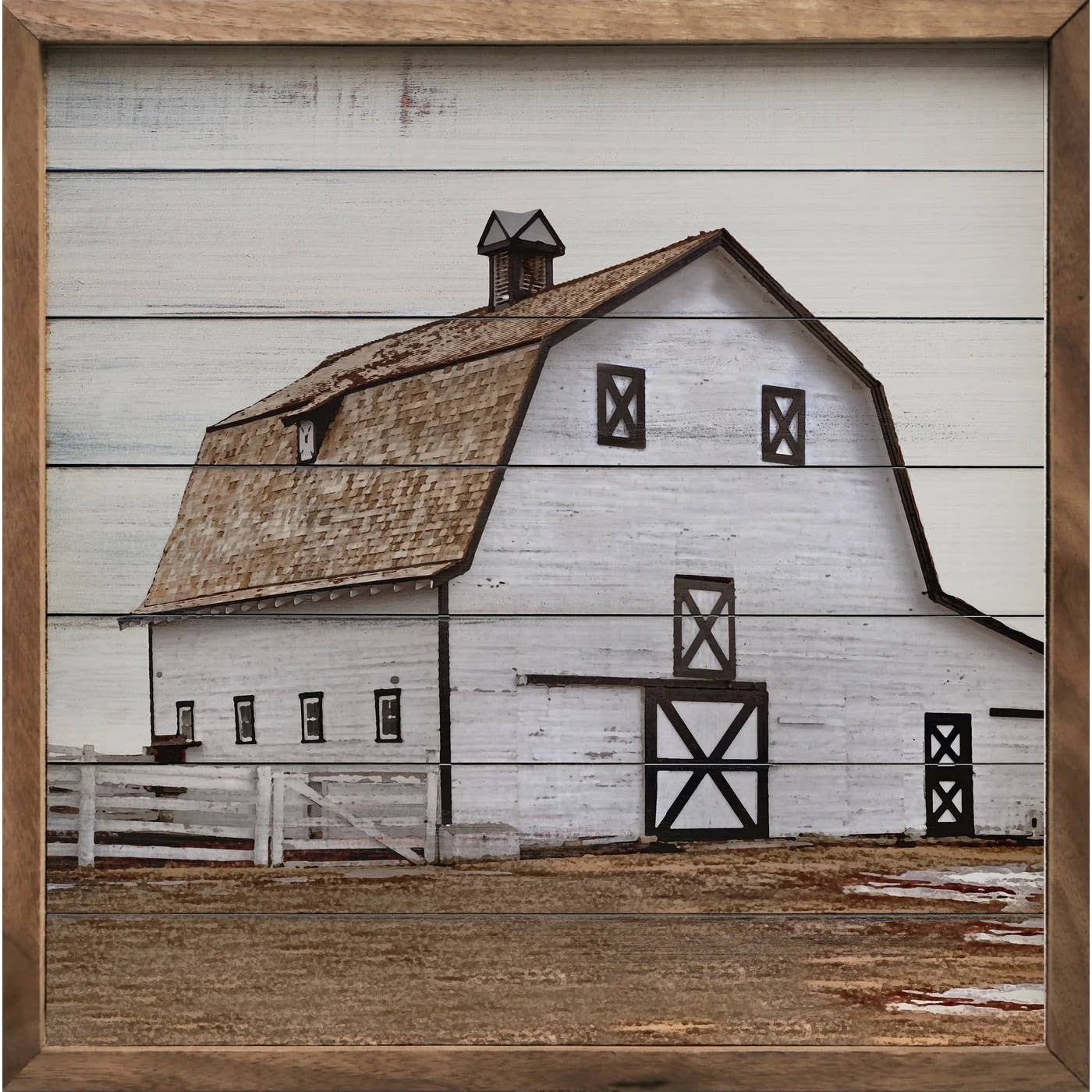 White Barn And Fence