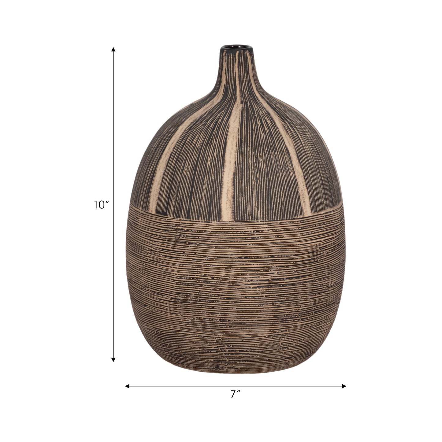 Ceramic Modern Tribal Decorative Vase - Brown, 10 in.