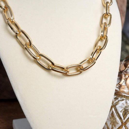 Chunky Cable Chain Necklace in Gold Tone