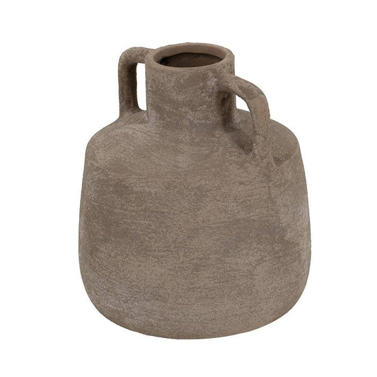6x6x7" Terracotta Jug Vase w/ Handles Weathered Gray Finish