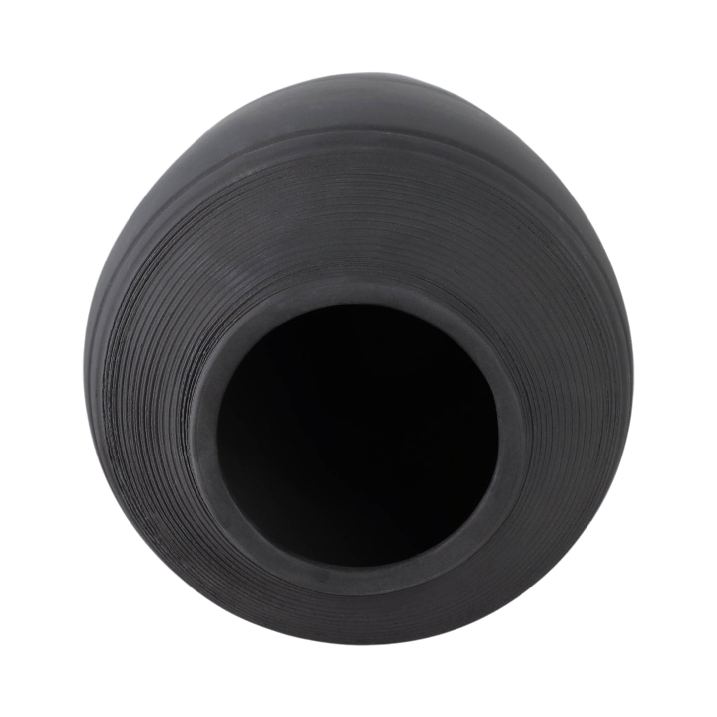 Ceramic Cylinder Ribbed Floor Vase Decor - Black, 16 in.