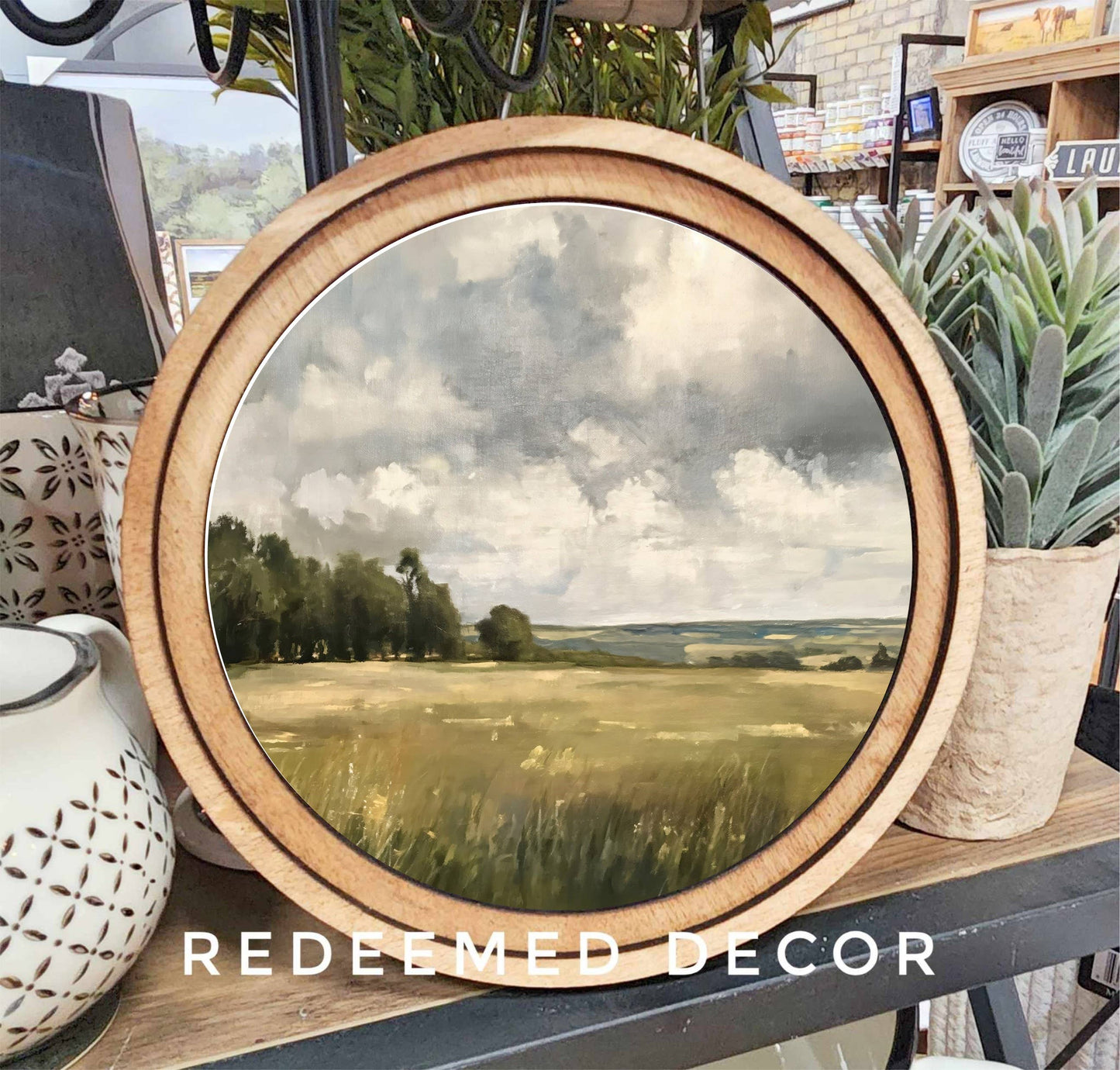 8" Round Stormy Field Art