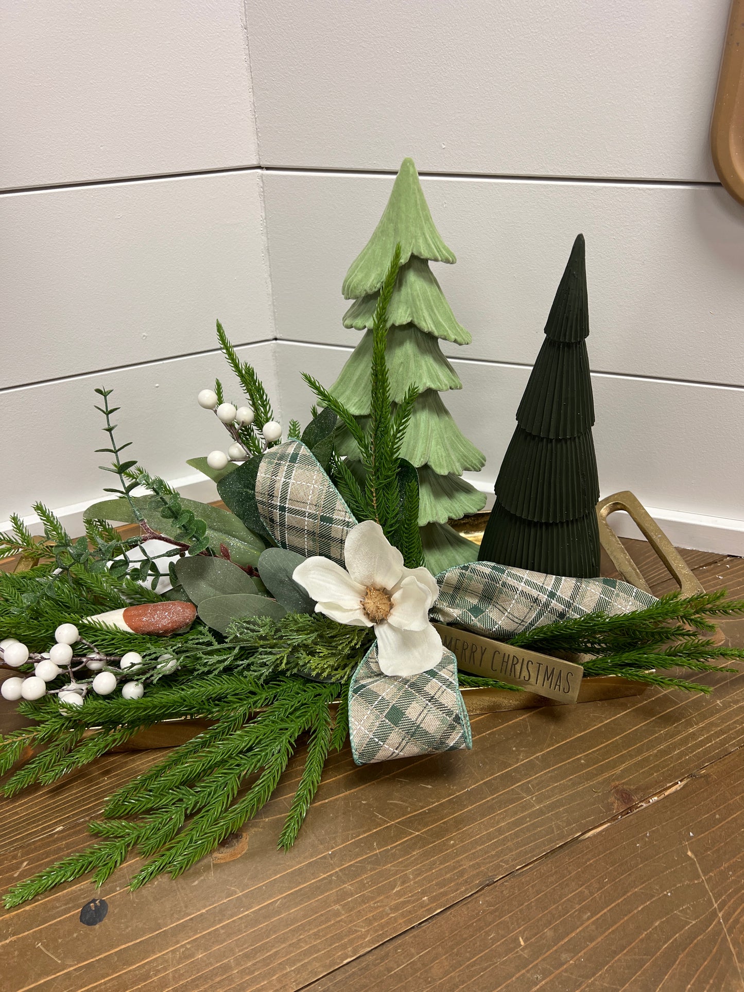 Merry Christmas Sign with Greenery