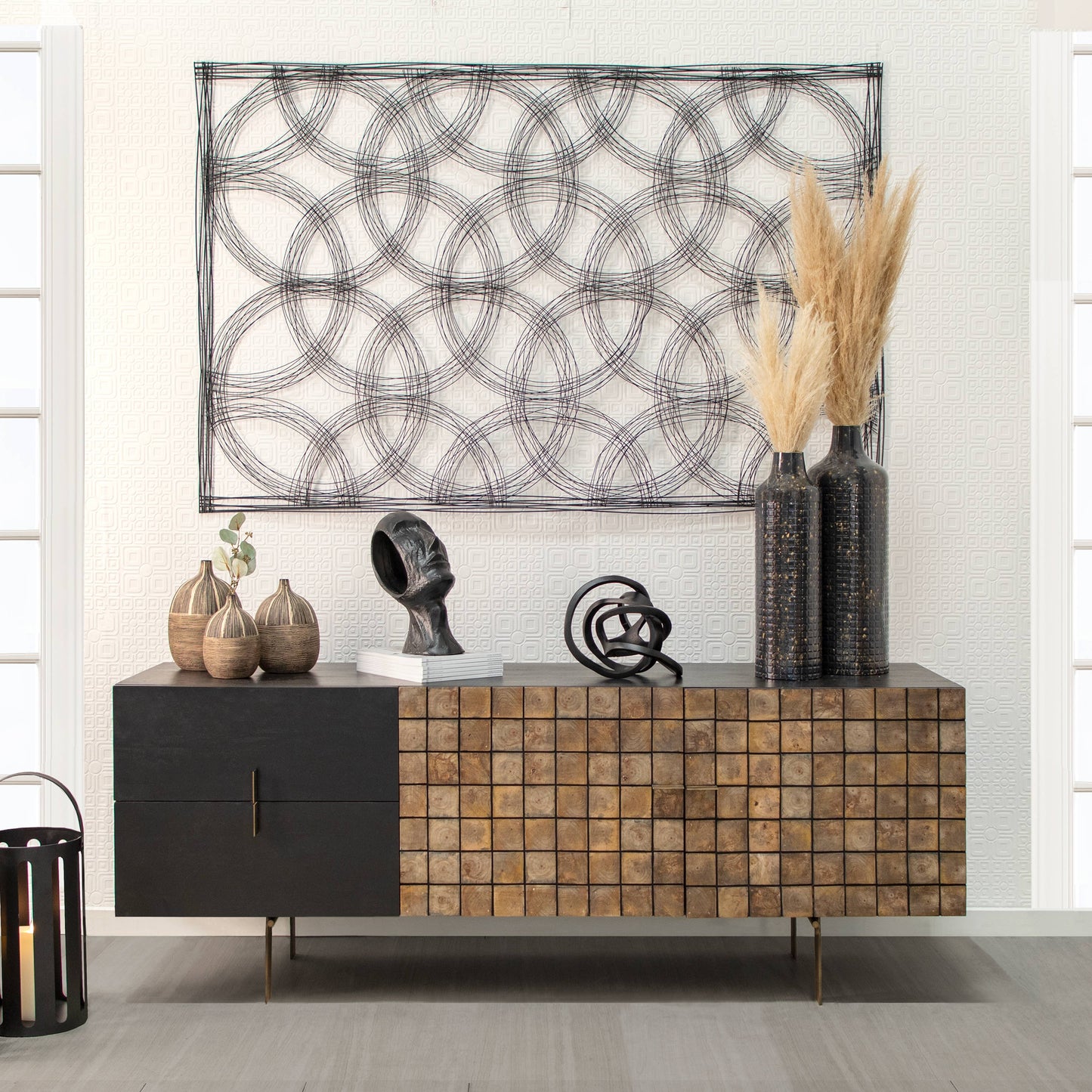 Ceramic Modern Tribal Decorative Vase - Brown, 10 in.