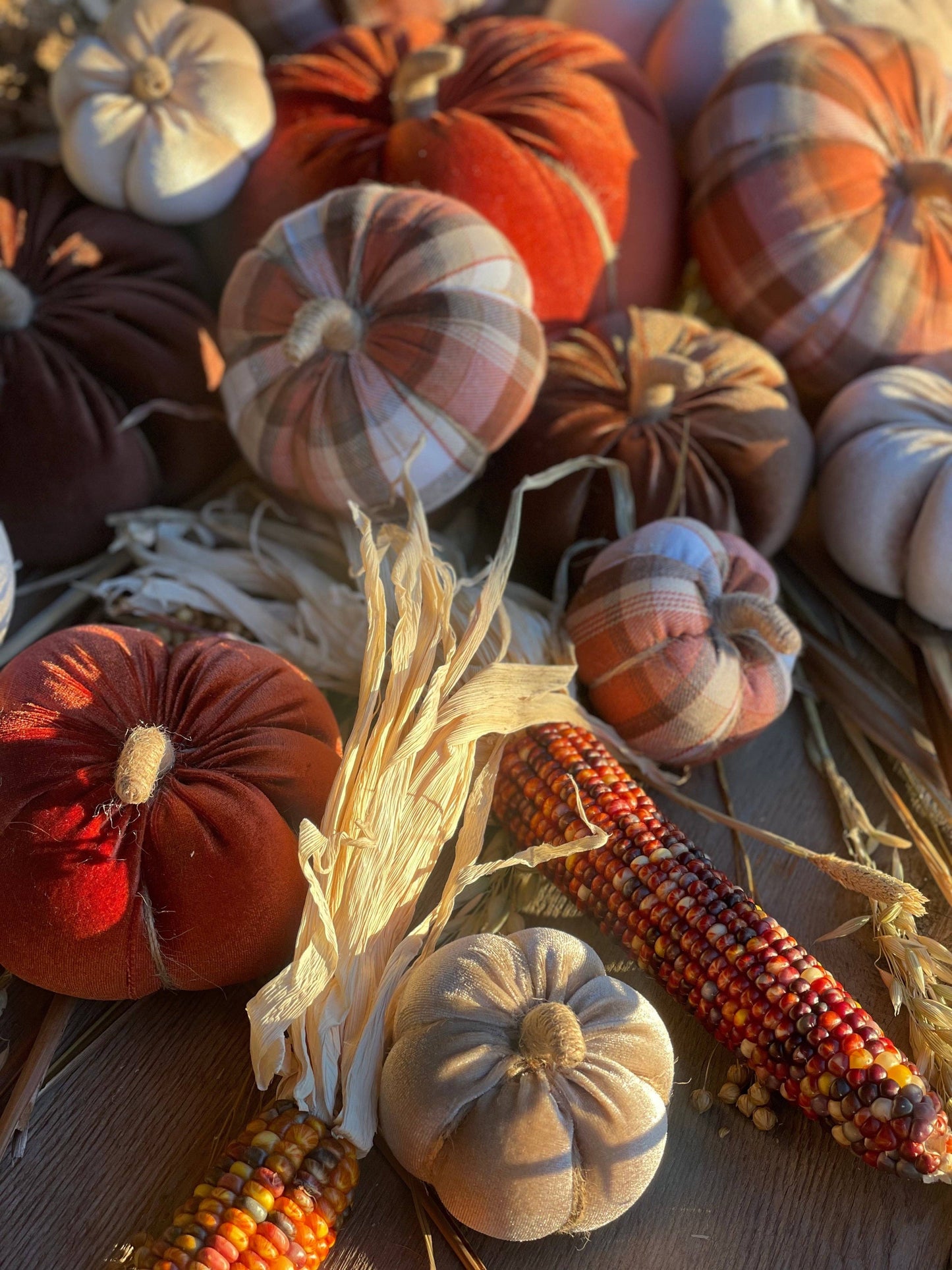 CF-3128 - Med. Autumn Plaid Fabric Pumpkin