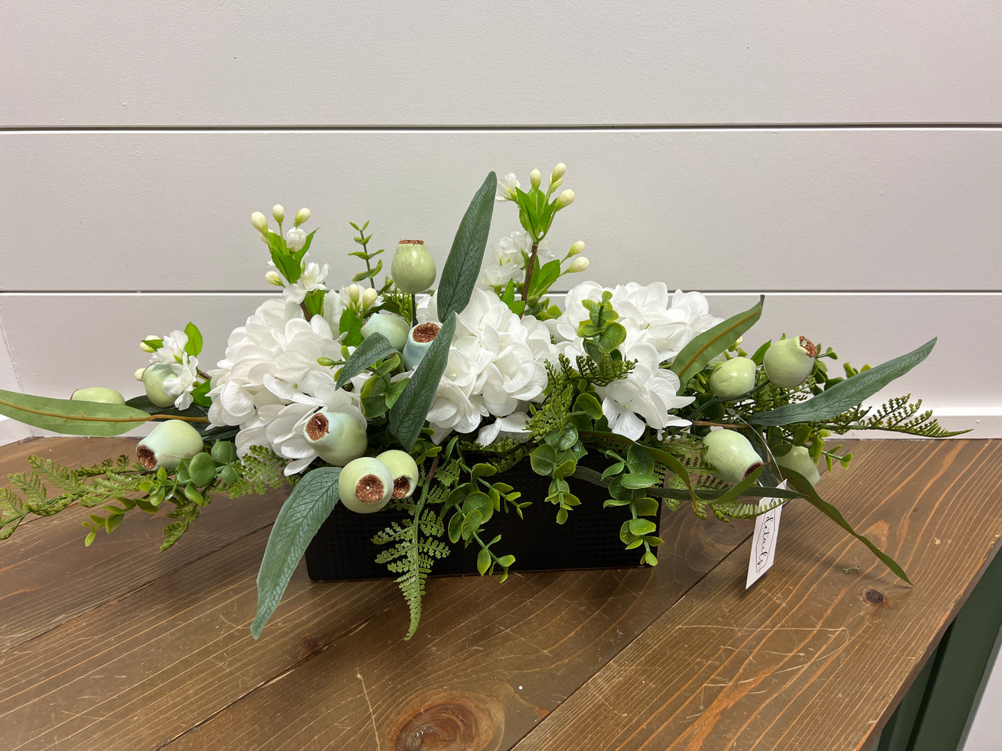 Hydrangea with Green Pods Arrangement