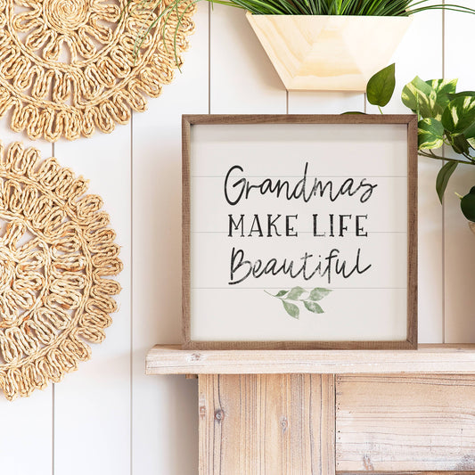 Grandmas Make Life Beautiful Greenery White
