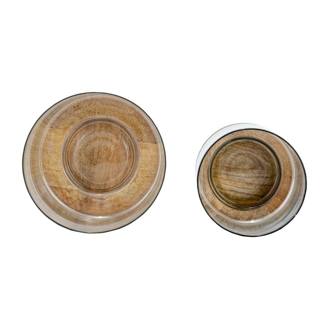 Glass Hurricane Holder on Wood Base - Clear, 9/11 in.