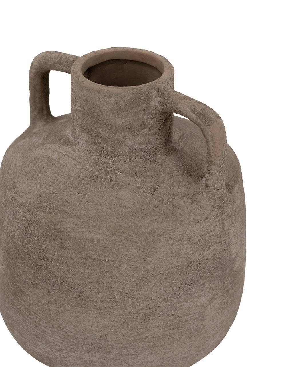 6x6x7" Terracotta Jug Vase w/ Handles Weathered Gray Finish