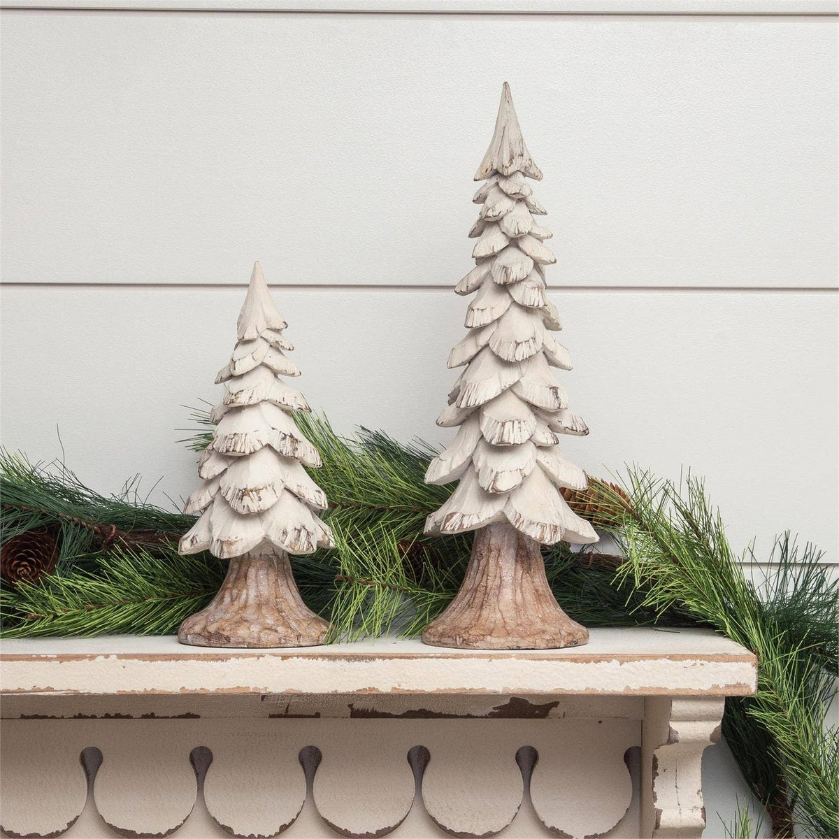 White Trees, Carved Distressed Wood Look