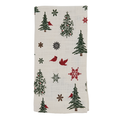 Christmas Tree Napkin with Cardinals