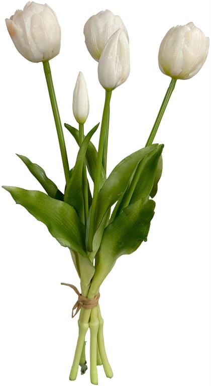 TULIP BUNDLE X5, 15.75", WHITE