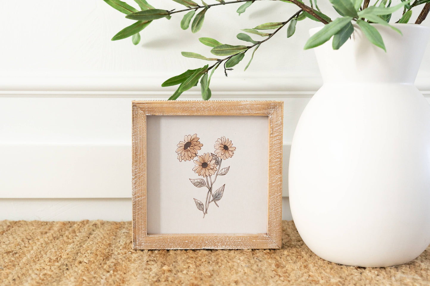 12659 - 8x8 rvs wood frame sign (SUNFLOWER/DAISY) Wall Art