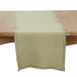 Olive Stonewashed Overlock Border Runner