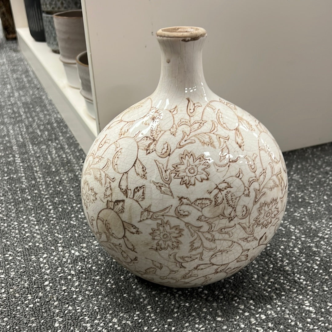 10" Beige Sm Neck Heirloom Vase