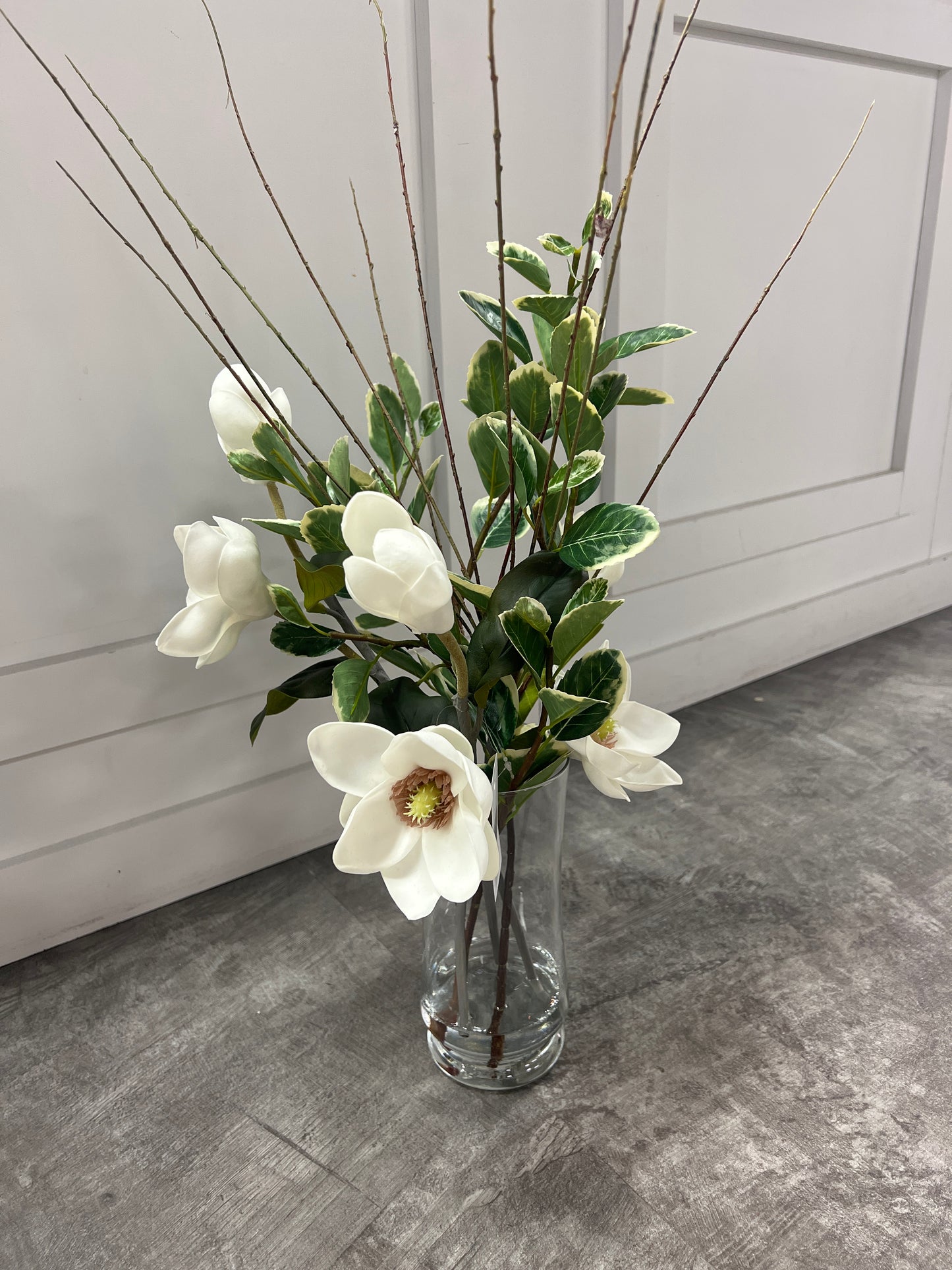 White Magnolia in Glass Vase