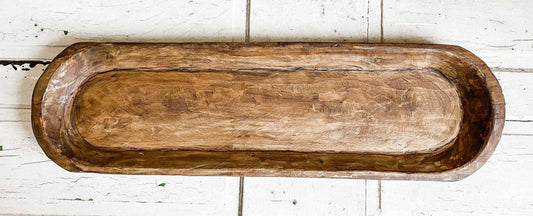 XL Carved Dough Bowl, Handmade, Farmhouse Décor #B - 7.4