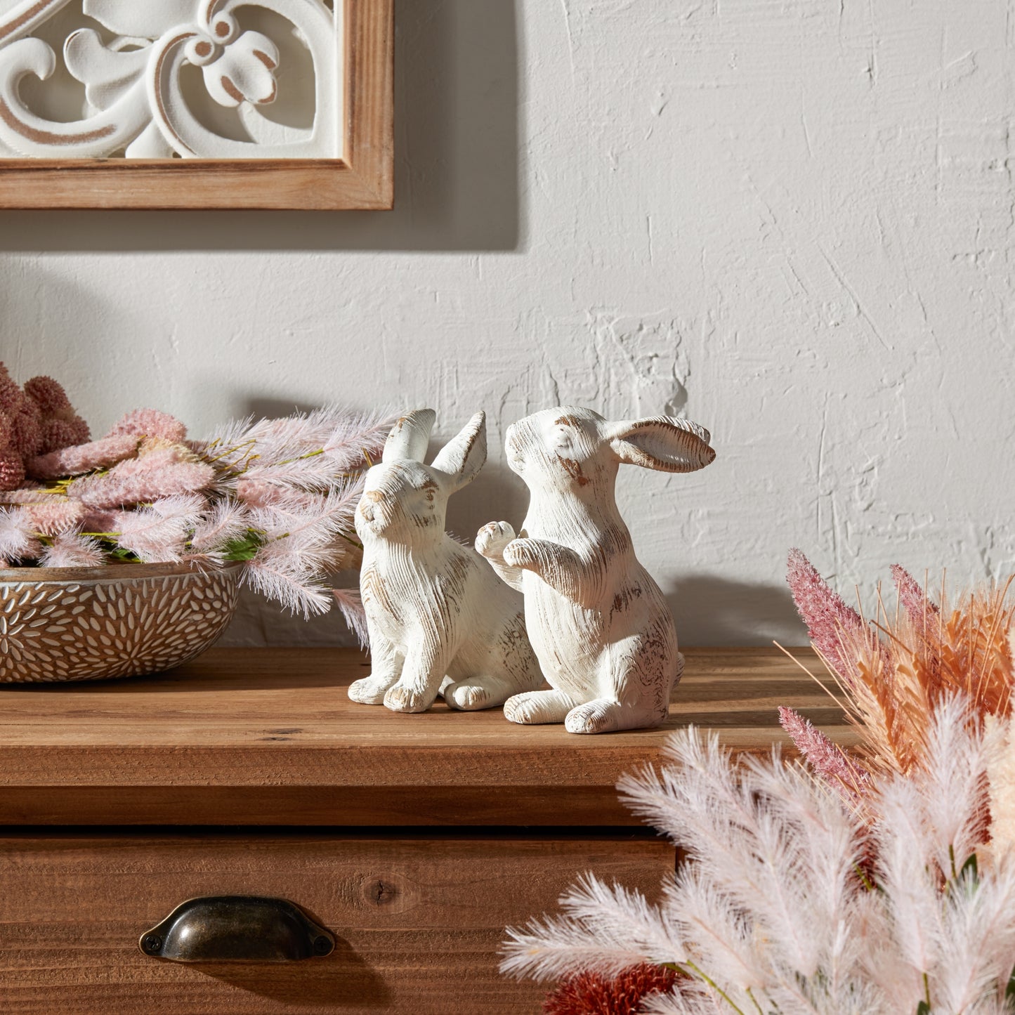 SET of 2 Rabbit 5.5"H, 6.5"H Resin