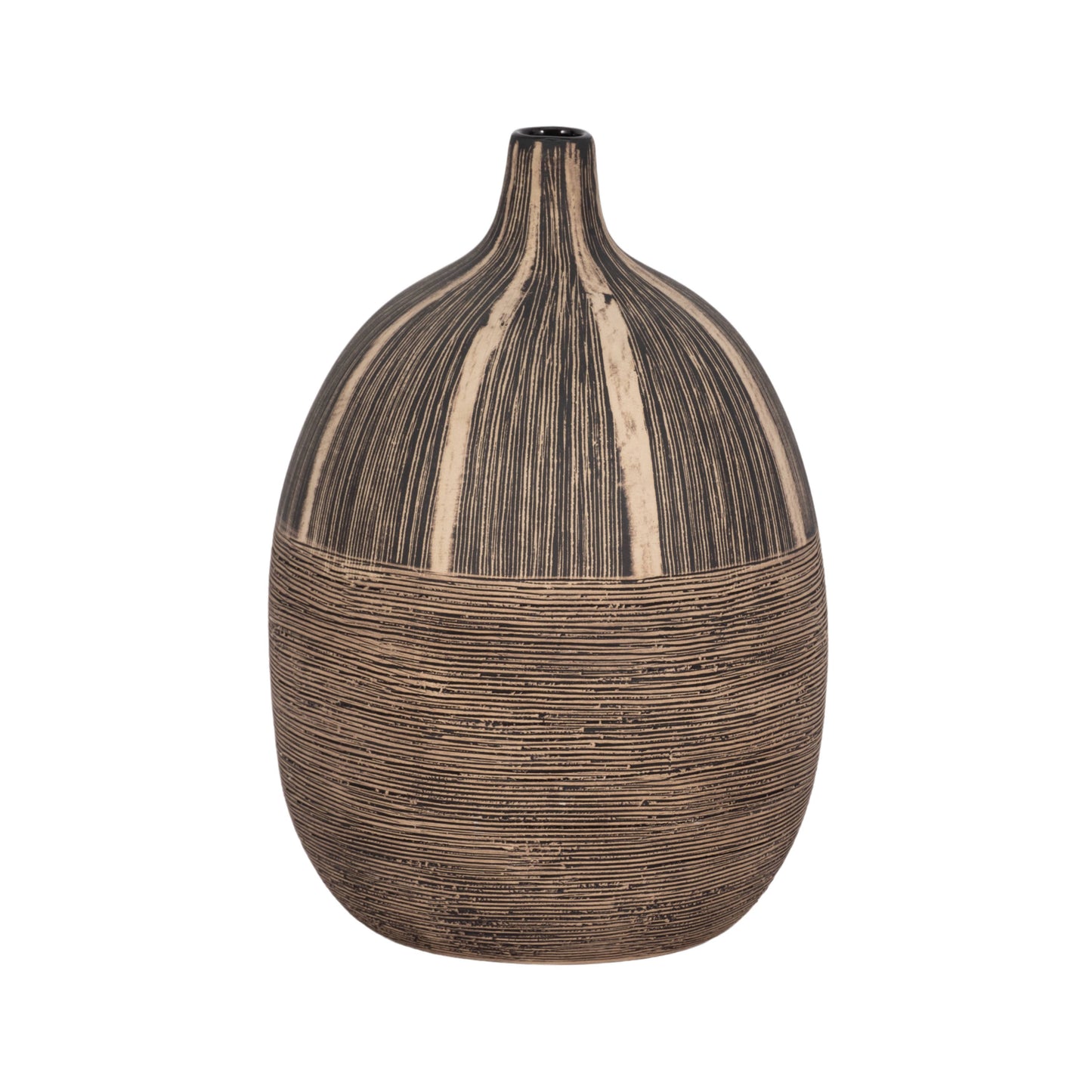 Ceramic Modern Tribal Decorative Vase - Brown, 10 in.