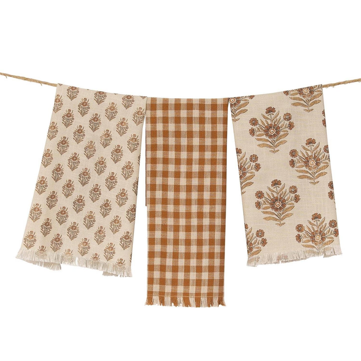 Asst Tea Towels - Block Print Silhouette and Check