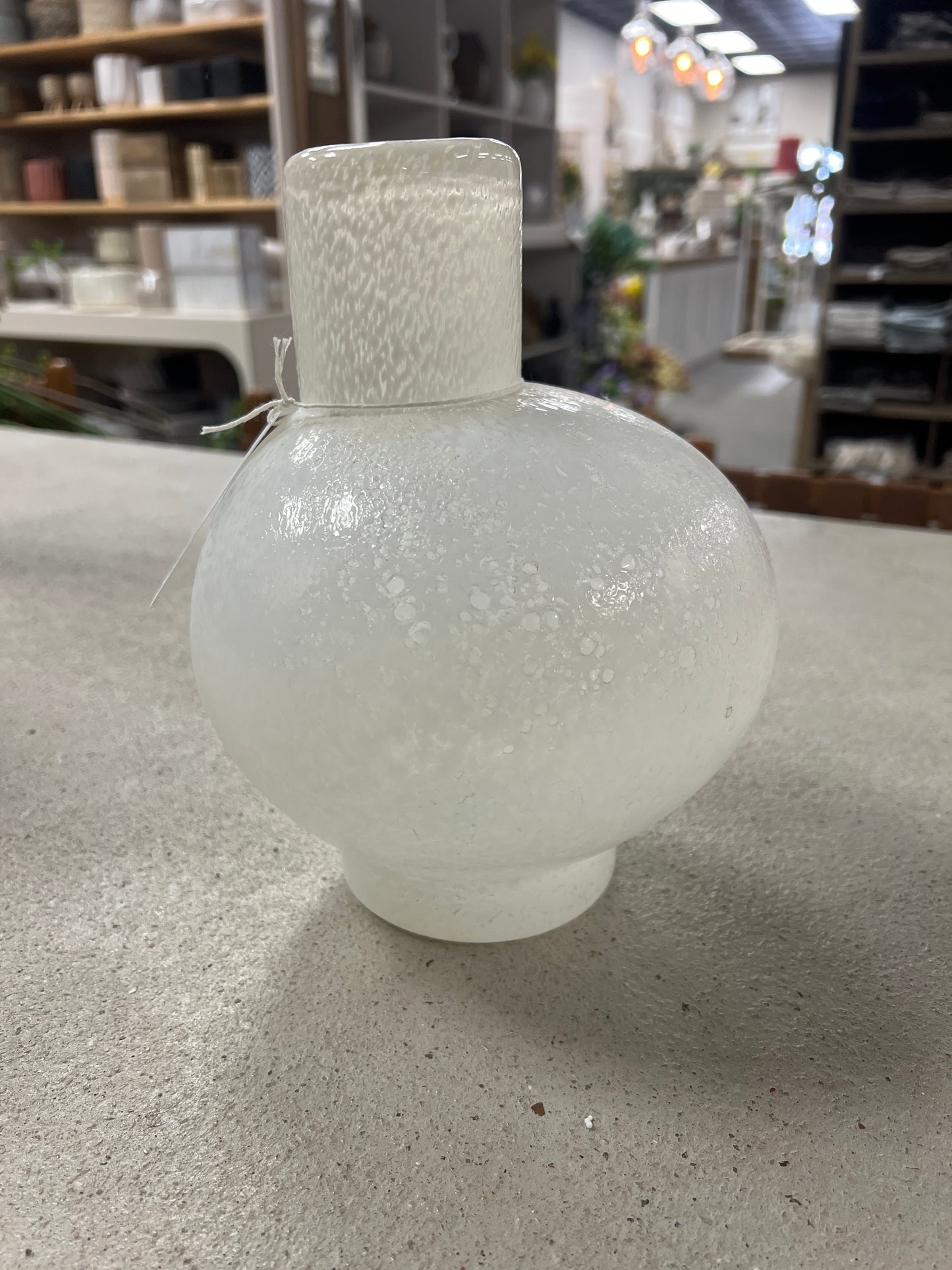 Short Hecket White Glass Vase
