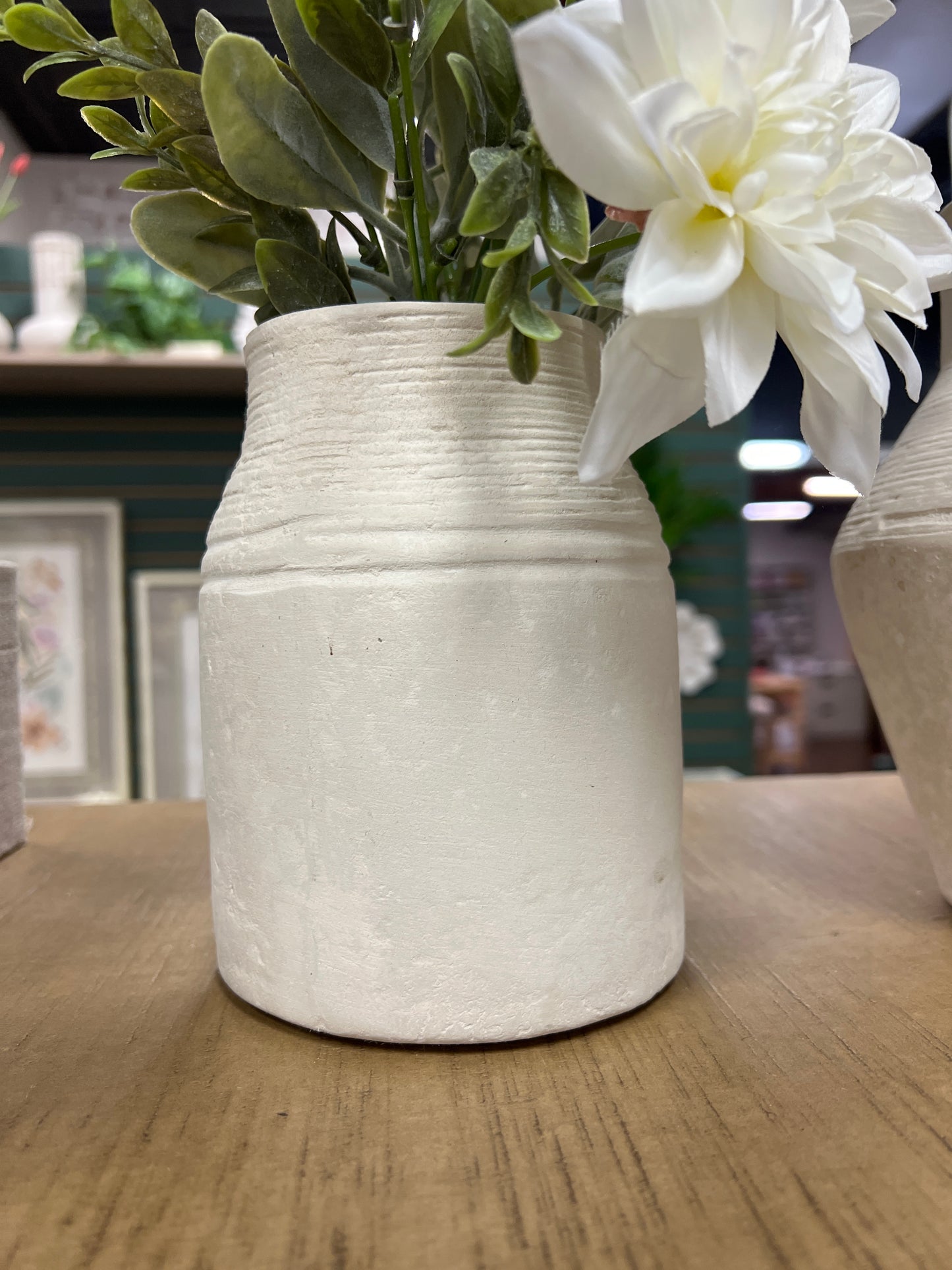 6.3x5.5 Paper Mache Vase Eco Mix Natural White