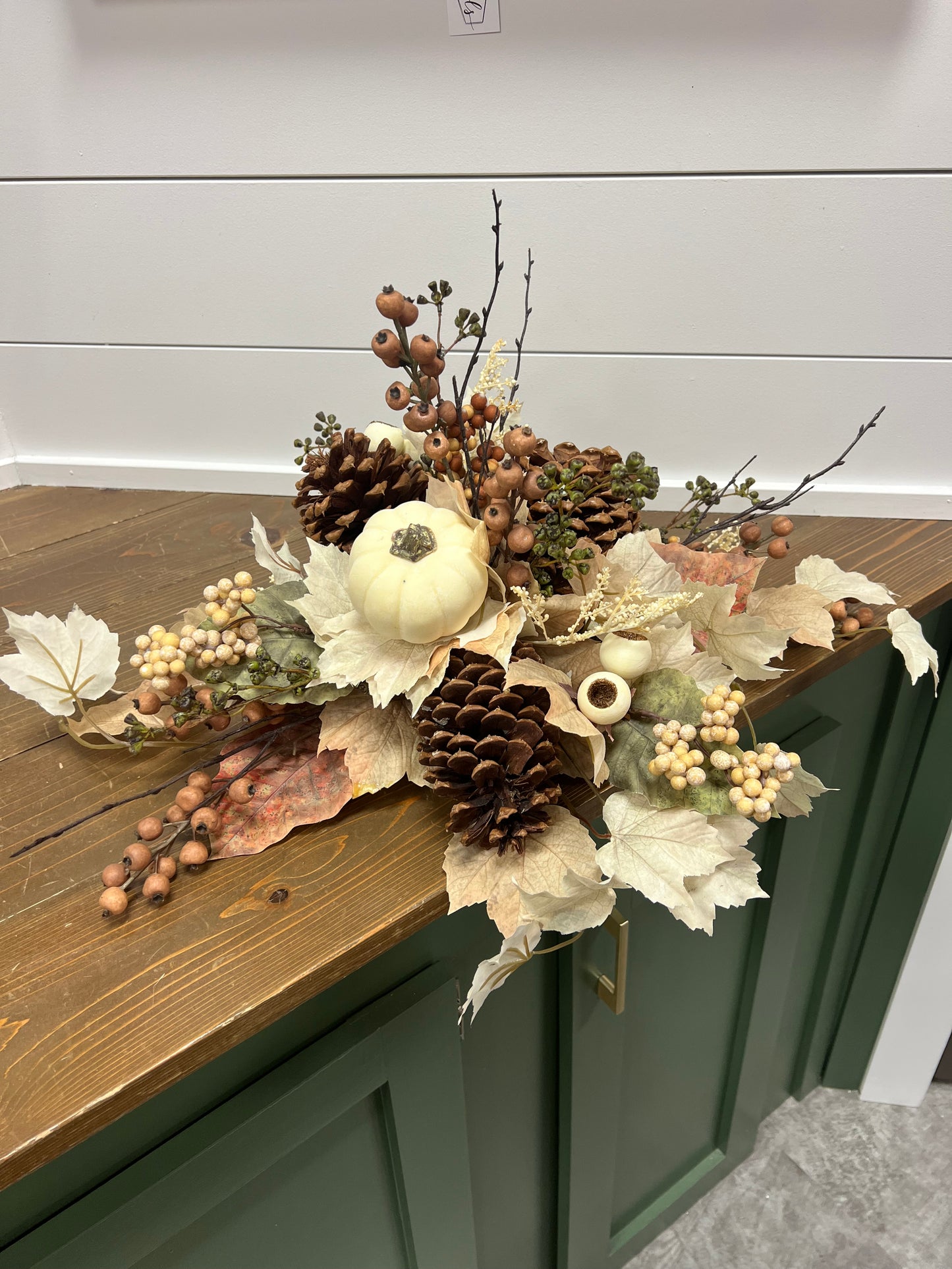 Leave with pumpkin centerpiece