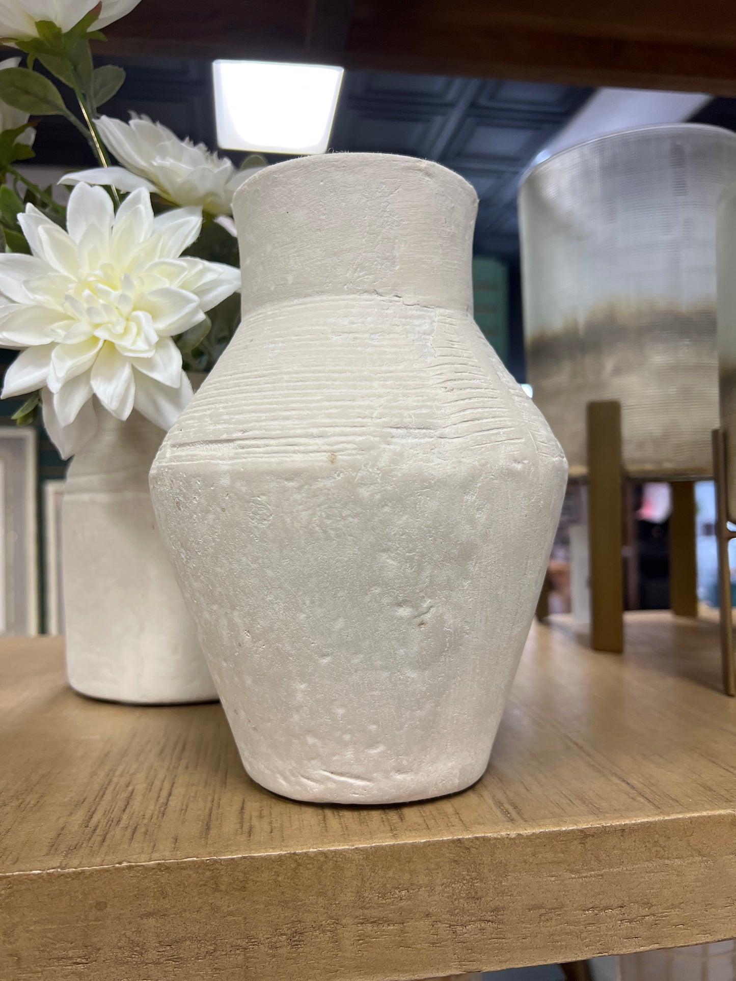 Paper Mache Vase Eco Mix White 8.7x6.1