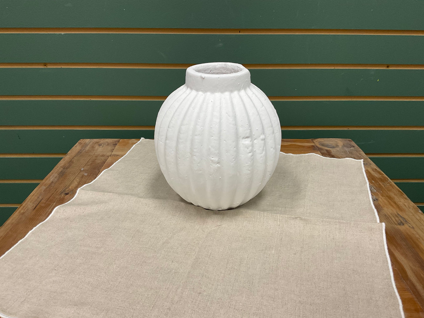 8.7" White Lined Vase