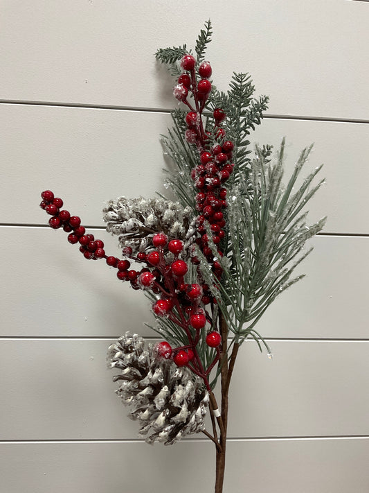 Snowy Mixed Pine Berry & Pinecone SP