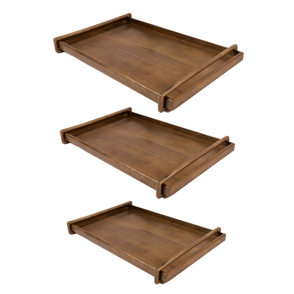 22" Kazu Wood Tray, Brown