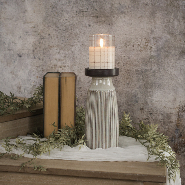 9.75 Beige & Brown Candle Holder