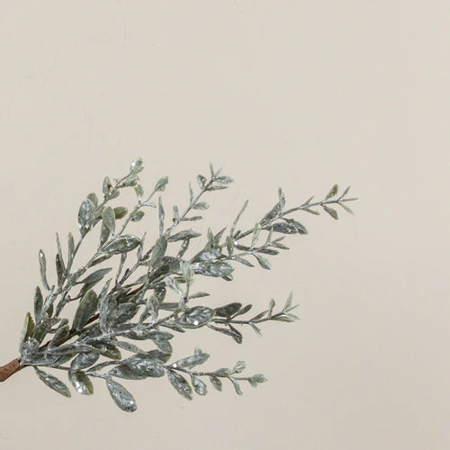 16" Glittered Sage Ruscus Pick