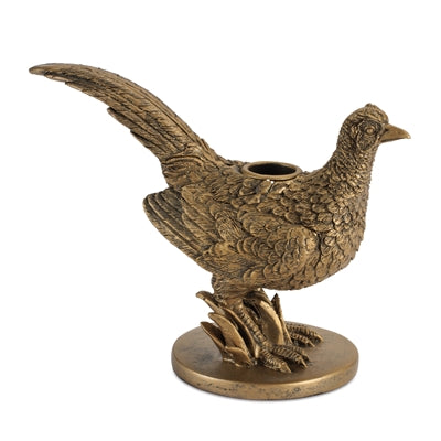 PHEASANT CANDLE HOLDERS (SET OF 2) 6.5"L X 4.5"H, 7.5"L X 5.5"H RESIN