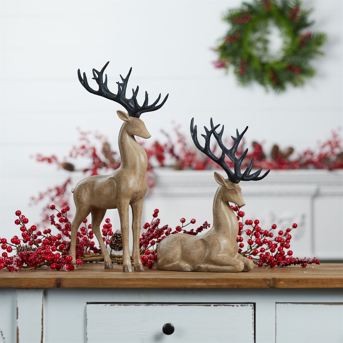 Set of 2 Brown with Dark Brown Antlers