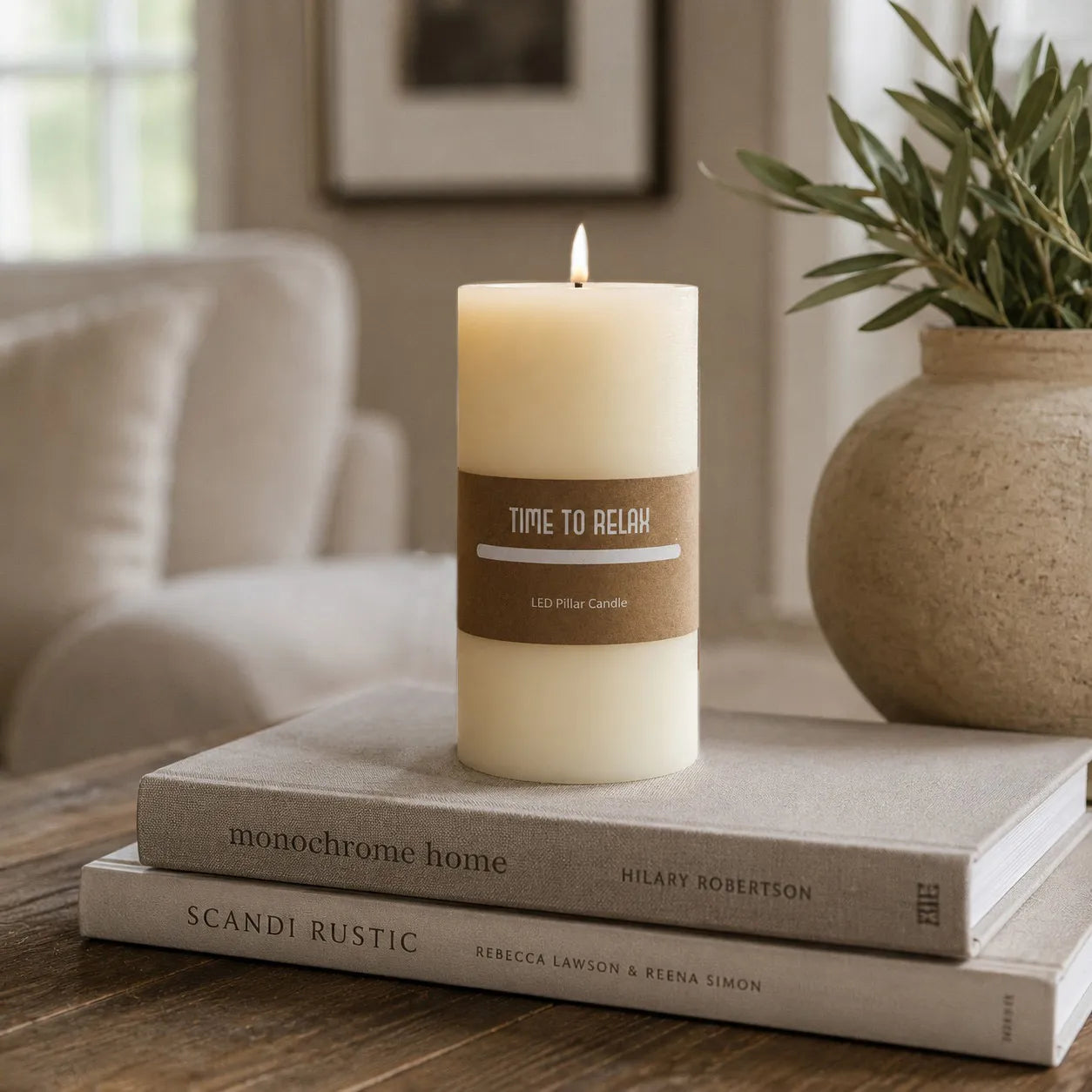 6” LED Ivory Pillar Candle